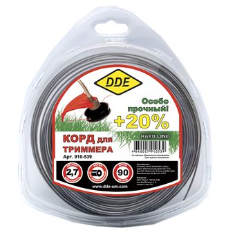 Корд триммерный DDE "Hard line" (круг армированный, диаметр 2,7 мм, длина  90 м)