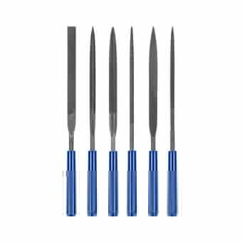 Набор надфилей КОБАЛЬТ насечка №1, длина рабочая/общая 160 х 70 мм, обрезиненные рукоятки, зернистость Р25, 6 ШТУК, блистер (790-113)