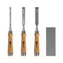 Набор стамесок КОБАЛЬТ плоских: 8, 16, 22 х 140 мм, CR-V, деревянная рукоятка, точильный камень, 3 ШТ., кейс (245-886)