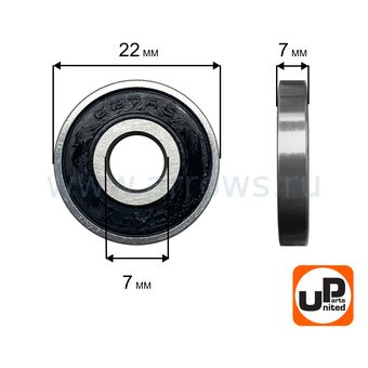 Подшипник шариковый UNITED PARTS 627-2RS (закрытый)