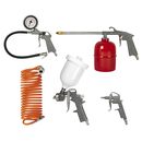 Набор пневмоинструментов QUATTRO ELEMENTI 5 шт, краскопульт,  шланг 5м, пистолеты для мови (771-138)
