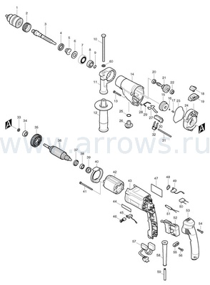 Деталировка Шестерня MAKITA HP2050/2071 в сборе (153622-6)