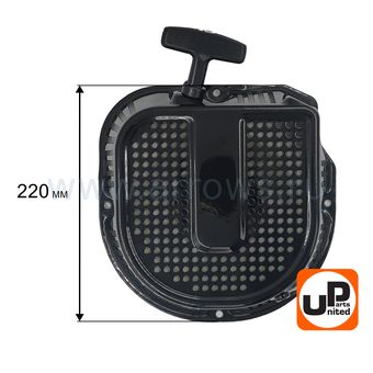 Стартер ручной UNITED PARTS для двигателя LONCIN 188/190/192F, HONDA GX390, плоские метал. собачки, D-образный