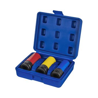 Набор головок торцевых ударных глубоких КОБАЛЬТ 1/2": 17, 19, 21 мм, для легкосплавных колесных дисков, CR-MO, 3 шт., кейс (923-972)