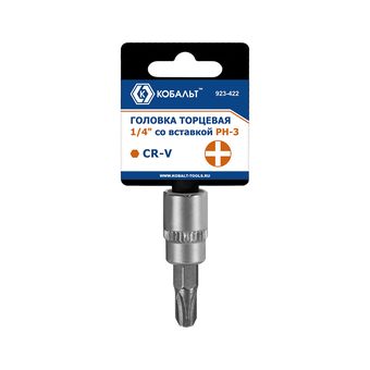 Головка торцевая со вставкой КОБАЛЬТ 1/4", PH3, CR-V, подвес (923-422)