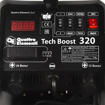 Пуско-зарядное устройство QUATTRO ELEMENTI Tech Boost 320 ( 12 / 24 Вольт, заряд до 45А, пуск до 300 А, 16кг)