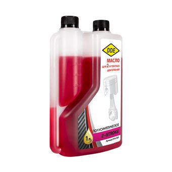 Масло DDE 2-тактное полусинтетическое, 1 л, красное, стандарт API TС, с дозатором