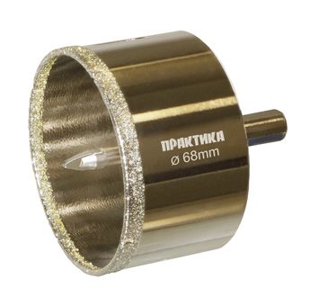 Коронка алмазная ПРАКТИКА "Профи" по керамограниту/керамике  68х70мм, пилотное сверло (1шт) блистер (917-712)
