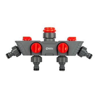 Разветвитель QUATTRO ELEMENTI 4-х канальный, внутр. резьба 3/4" и 1", пластик (248-405)