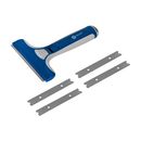 Скребок КОБАЛЬТ строительный, для гладких поверхностей, лезвие 100мм, корпус из AБС пластика, 5 запасных лезвий, блистер (916-660)