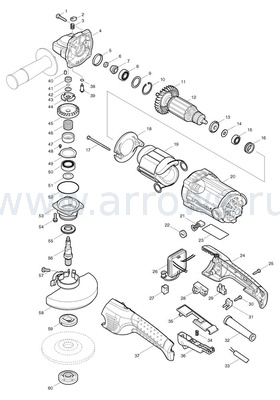 Деталировка Втулка MAKITA для угловой шлифмашины GA5021C (в деталировке №27)