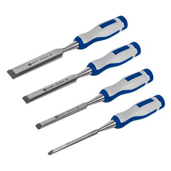 Набор стамесок КОБАЛЬТ плоских: 6, 12, 18, 24 х 140 мм, CR-V, двухкомпонентная рукоятка, 4 ШТ., блистер (245-671)