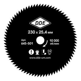 Нож для триммера DDE WOOD CUT (230 х 25,4 x 1,4 мм, 60 зубьев)
