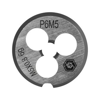 Плашка по металлу КОБАЛЬТ ручная, М5 х 0.8 мм, правая, точность 6g, быстрорежущая сталь Р6М5, пластиковая туба, блистер (925-969)