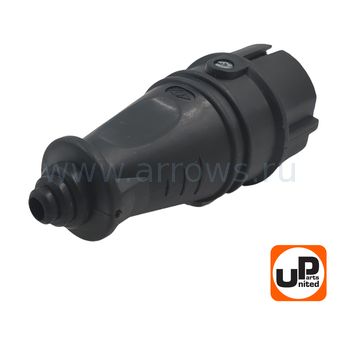 Вилка сетевая UNITED PARTS для сетевого шнура (250В) (16А) (2P+E) (IP44) (Pmax=3.5кВт) (черный, резиновый корпус)