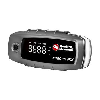 Пусковое устройство QUATTRO ELEMENTI Nitro 15 (12В, 15000 мАч, 1200 А, Type-C, USB-A, дисплей, фонарь (919-258)