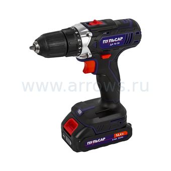 Дрель аккумуляторная безударная ПУЛЬСАР ДА 14-30 (14,4В, 30Hm, Li-on, 2,0Ah, 2акк,кейс)