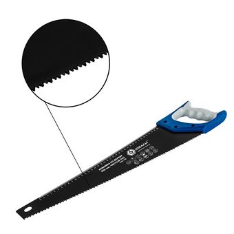 Ножовка по дереву КОБАЛЬТ чистый рез, 500 мм, шаг 3.5 мм (7TPI), тефлон. покр-е, закаленные зубья, 3D-заточка, 2-х комп. рукоятка (246-166)
