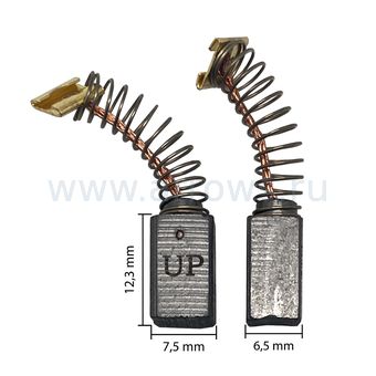 Щетка графитовая UNITED PARTS для HITACHI (аналог 999072/999041)  6,5х7,5х12,3мм АВТОСТОП