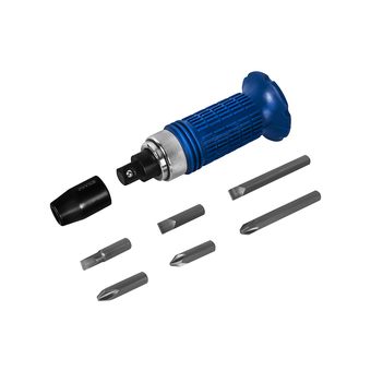 Отвертка ударно-поворотная КОБАЛЬТ 1/2", переходник + 6 бит в комплекте, биты из хром-ванадия, прорезин. рук-ка, кейс (920-155)