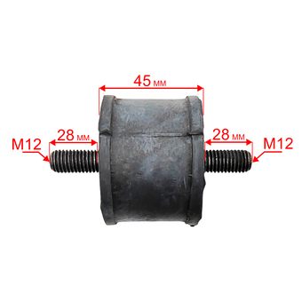 Подушка-опора DDE для виброплиты VP125-H (Ø63х45мм) (шпилька М12х28мм) (виброопора) --> 908-764-033