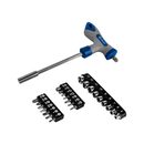 Отвертка рукоятка КОБАЛЬТ Т-образная, с набором бит и торцевых головок 1/4", CR-V, 24 ПР., блистер (245-473)