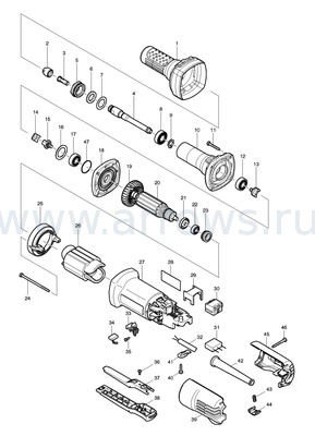 Деталировка Шпиндель MAKITA GD0600 (324638-0)