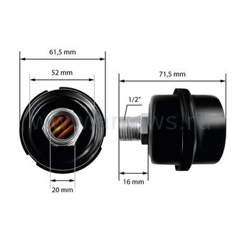 Фильтр воздушный UNITED PARTS для компрессора , резьба 1/2", диаметр 50мм (металлический)