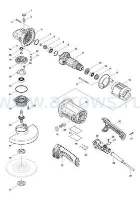 Деталировка Якорь MAKITA GA7050/9050 (518747-7)