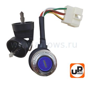 Замок зажигания UNITED PARTS универсальный, с ключом / 6 контактов
