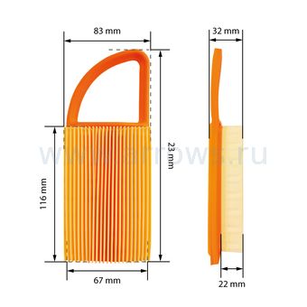 Фильтр воздушный UNITED PARTS для воздуходувов STIHL BR500/600 (аналог 42821410300)