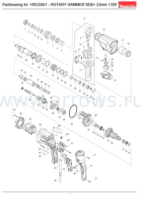 Деталировка Кольцо MAKITA HR2610 (257932-4)