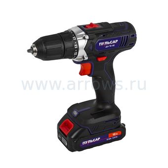Дрель аккумуляторная безударная ПУЛЬСАР ДА 18-40 (18В, 40Hm, Li-on, 2,0Ah, 2 акк.,кейс)