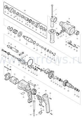 Деталировка Шестерня MAKITA HR2450FT/2470FT ствола --> 90-0355