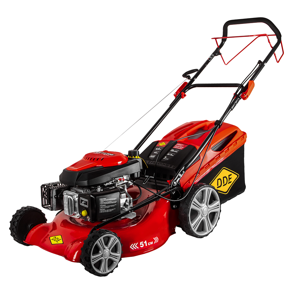 Газонокосилка бензиновая DDE LM 51-60 D (6,0 л.с., 51 см, 25-75 мм, сборник 60 л, самоходная)