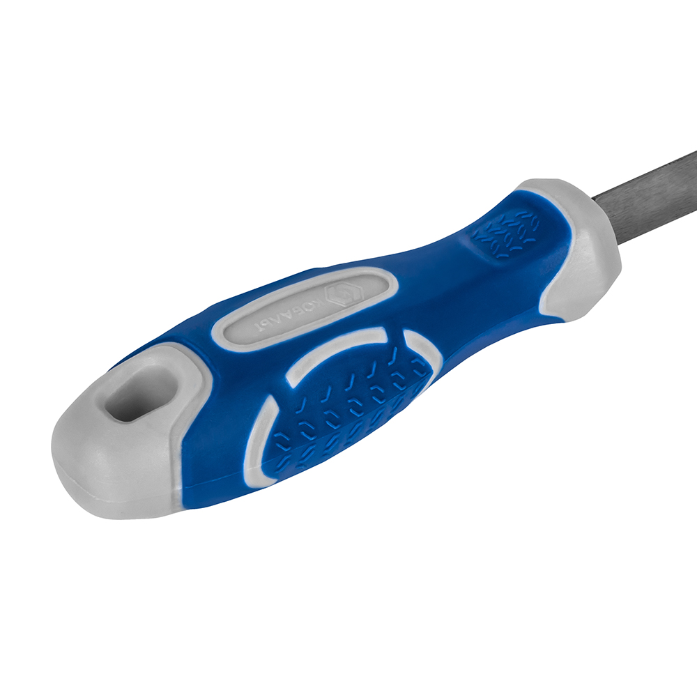 Напильник трехгранный КОБАЛЬТ насечка №1, длина рабочая/общая 180/310 мм, сечение 12х12 мм, 2-х компонентная рукоятка, блистер (247-453)