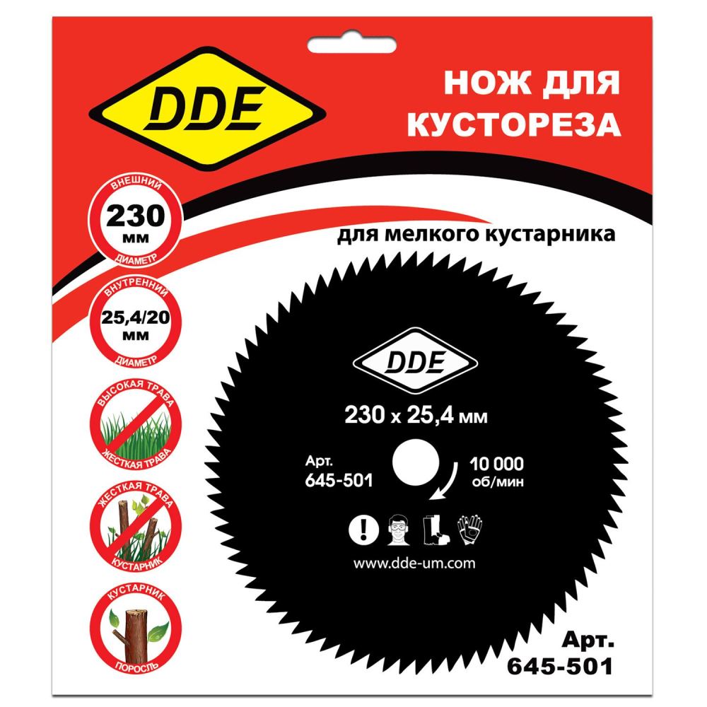 Нож для триммера DDE WOOD CUT (230 х 25,4 x 1,4 мм, 60 зубьев)