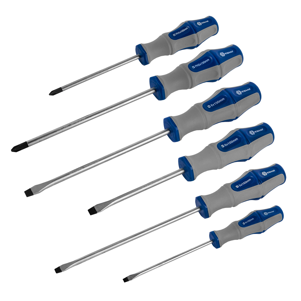 Набор отверток КОБАЛЬТ Ultra Grip, 6 ШТ: РН1, РН2, SL4, SL5, SL6, SL7, CR-V, блистер (646-669)