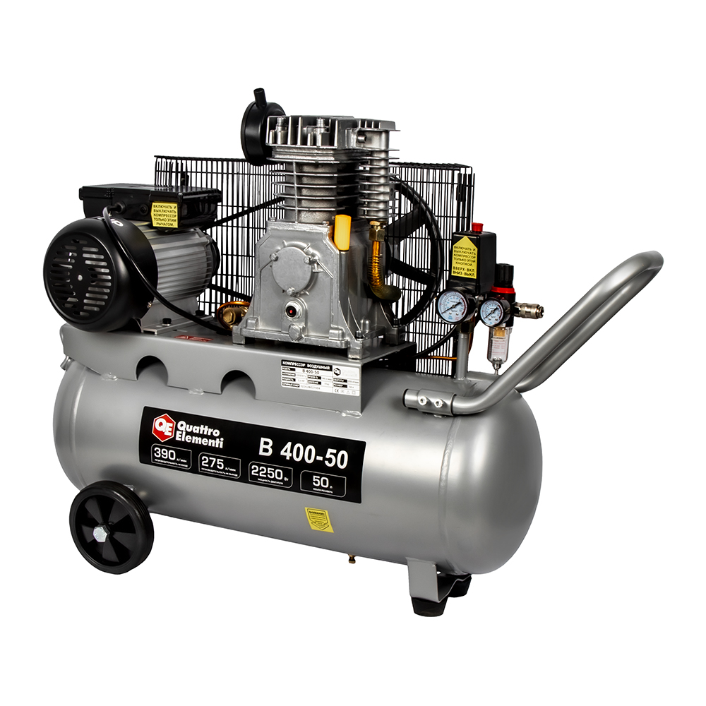 Компрессор масляный QUATTRO ELEMENTI B 400-50 (390 л/мин, 50л, 2250 Вт, 8 бар, 67кг, ременной)