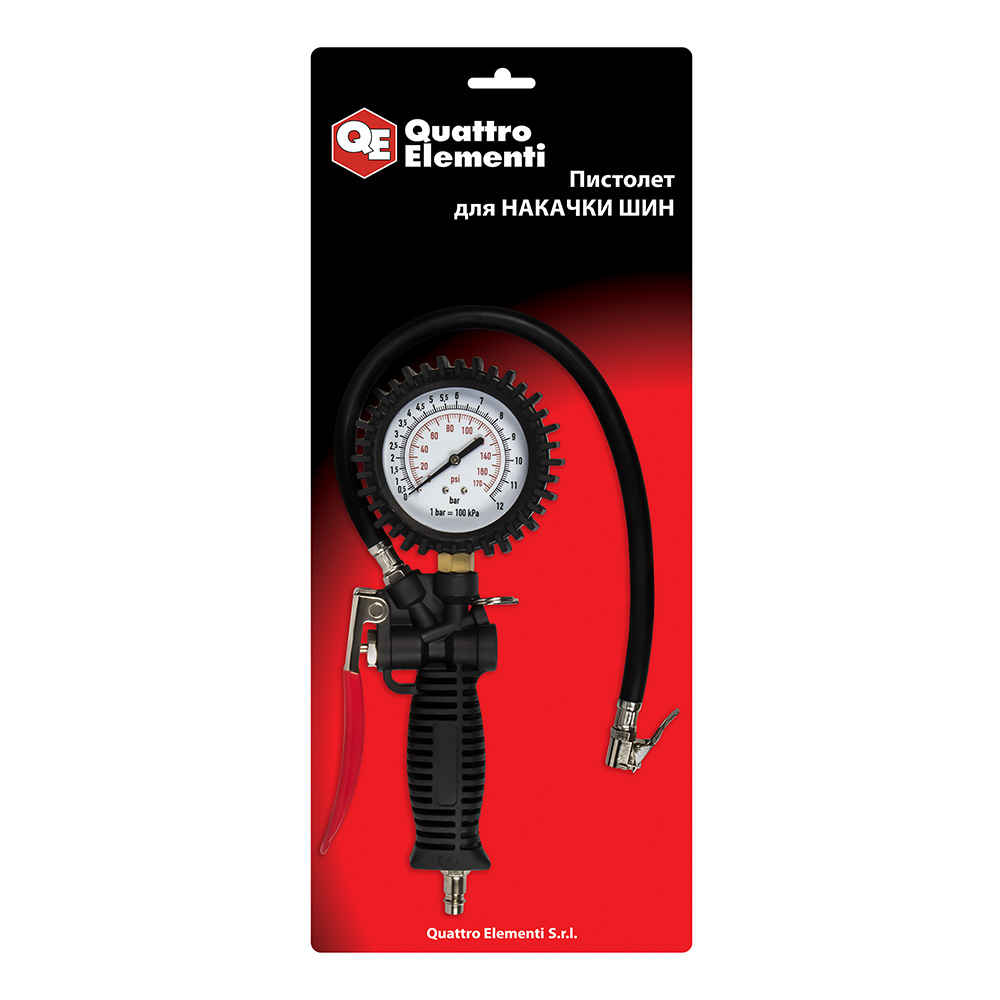 Пистолет пневматический QUATTRO ELEMENTI для накачки колес, разъем EURO, профи (770-926)