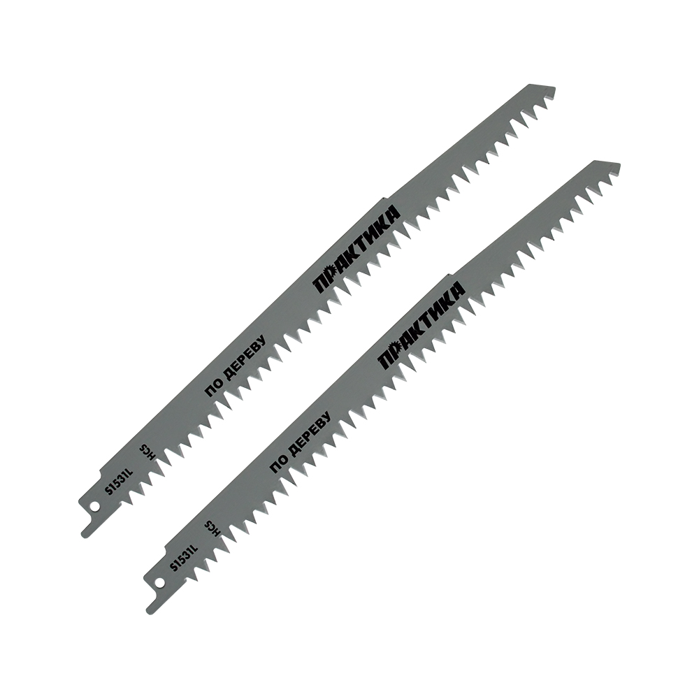 Пилки для сабельной пилы по дереву, ДСП ПРАКТИКА S1531L HCS, шаг 5 мм, длина 240 мм, 2 шт