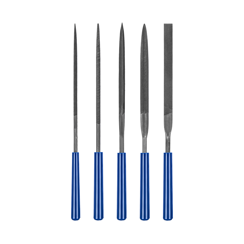 Набор надфилей КОБАЛЬТ насечка №1, длина рабочая/общая 160х75 мм, обрезиненные рукоятки, зернистость Р25, 5 ШТУК, блистер (790-106)