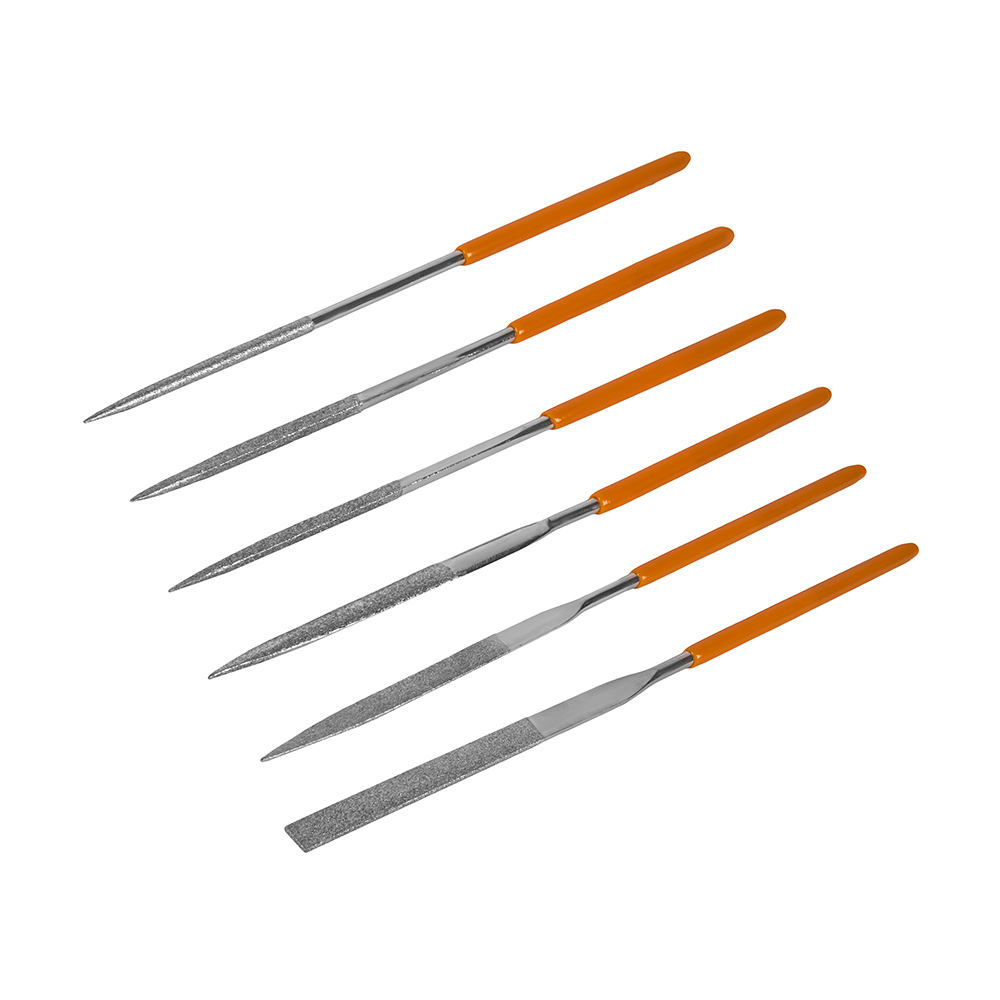 Набор надфилей КОБАЛЬТ алмазных, длина рабочая/общая 140х50 мм, обрезиненные рукоятки, зернистость Р120, 6 ШТУК, блистер (790-144)