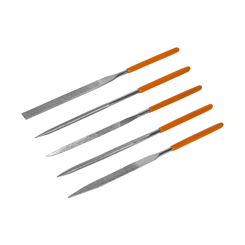 Набор надфилей КОБАЛЬТ алмазных, длина рабочая/общая 160х70 мм, обрезиненные рукоятки, зернистость Р120, 5 ШТУК, блистер (790-168)