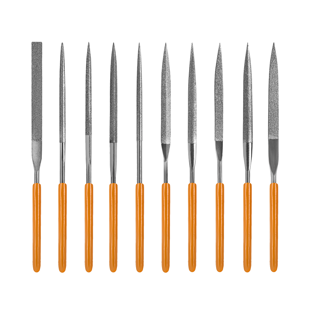 Набор надфилей КОБАЛЬТ алмазных, длина рабочая/общая 160х70 мм, обрезиненные рукоятки, зернистость Р120, 10 ШТУК, блистер (790-182)