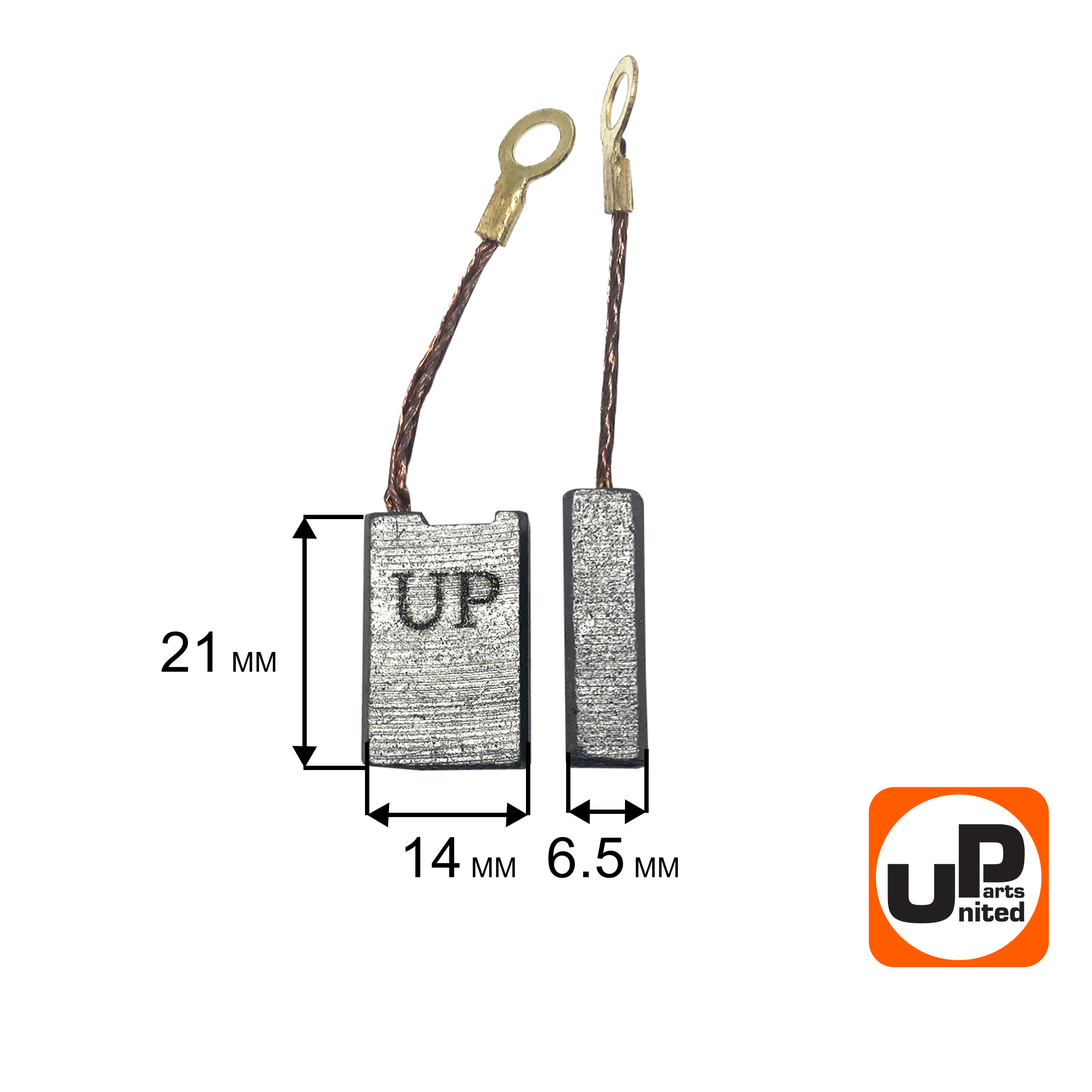 Щетка графитовая UNITED PARTS для эл. инструмента 6,5х14х21мм АВТОСТОП