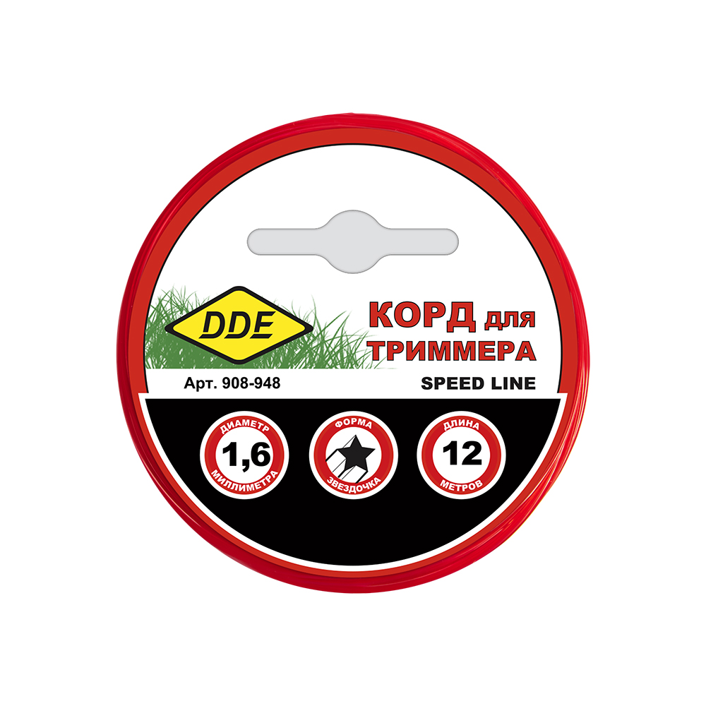 Корд триммерный DDE "Speed line" (звезда, диаметр 1,6 мм, длина 12 м)