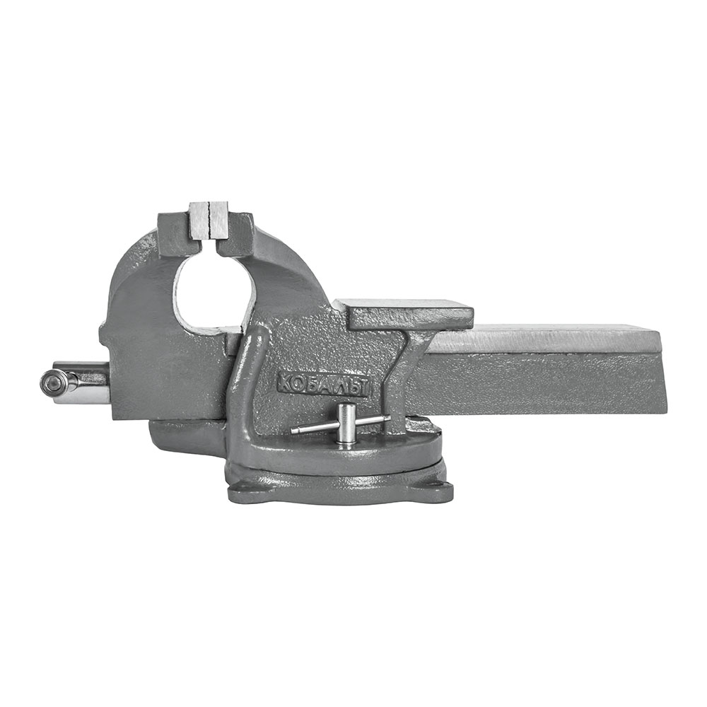 Тиски слесарные КОБАЛЬТ стальные, ширина губок 300 мм, захват 300 мм, 41 кг, с наковальней, поворотные, коробка + дер. ящик (919-074)