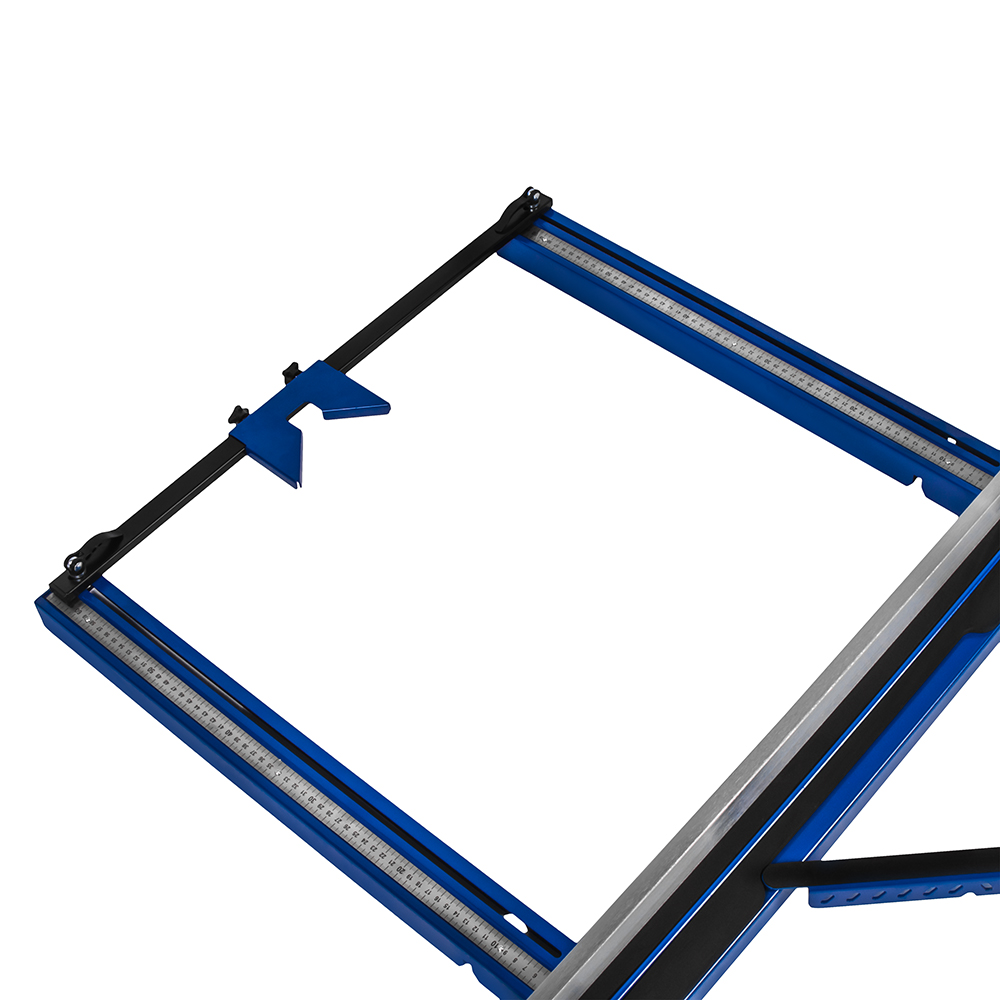 Плиткорез ручной КОБАЛЬТ 1200 х 16 мм, монорельс, ц/м рама, 2 выносные ноги, лаз. ук-ль, трансп. колёса, ролик ВК8 TIN 22х6х6 мм (919-364)