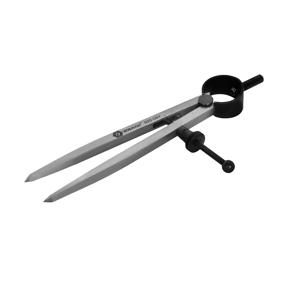 Циркуль разметочный КОБАЛЬТ , шир. раскр. до 125 мм, С ПРУЖ. И ФИКС.ВИНТОМ, разметка дер/кож/пласт/мягк.мет.,углер.сталь, блистер (920-087)